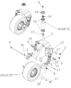 Front Caster Diagram and Parts List for ZT3-60KW (17AZEAC5010)(2021) Cub Cadet Lawn Tractor